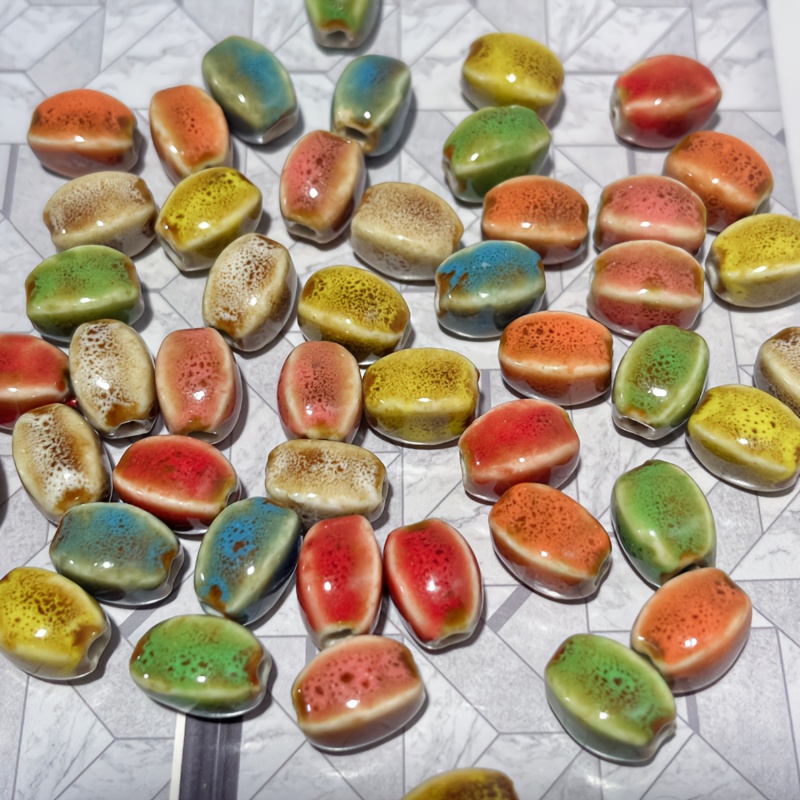 21/52pcs Prismatic Ceramic Beads for DIY Jewelry Making